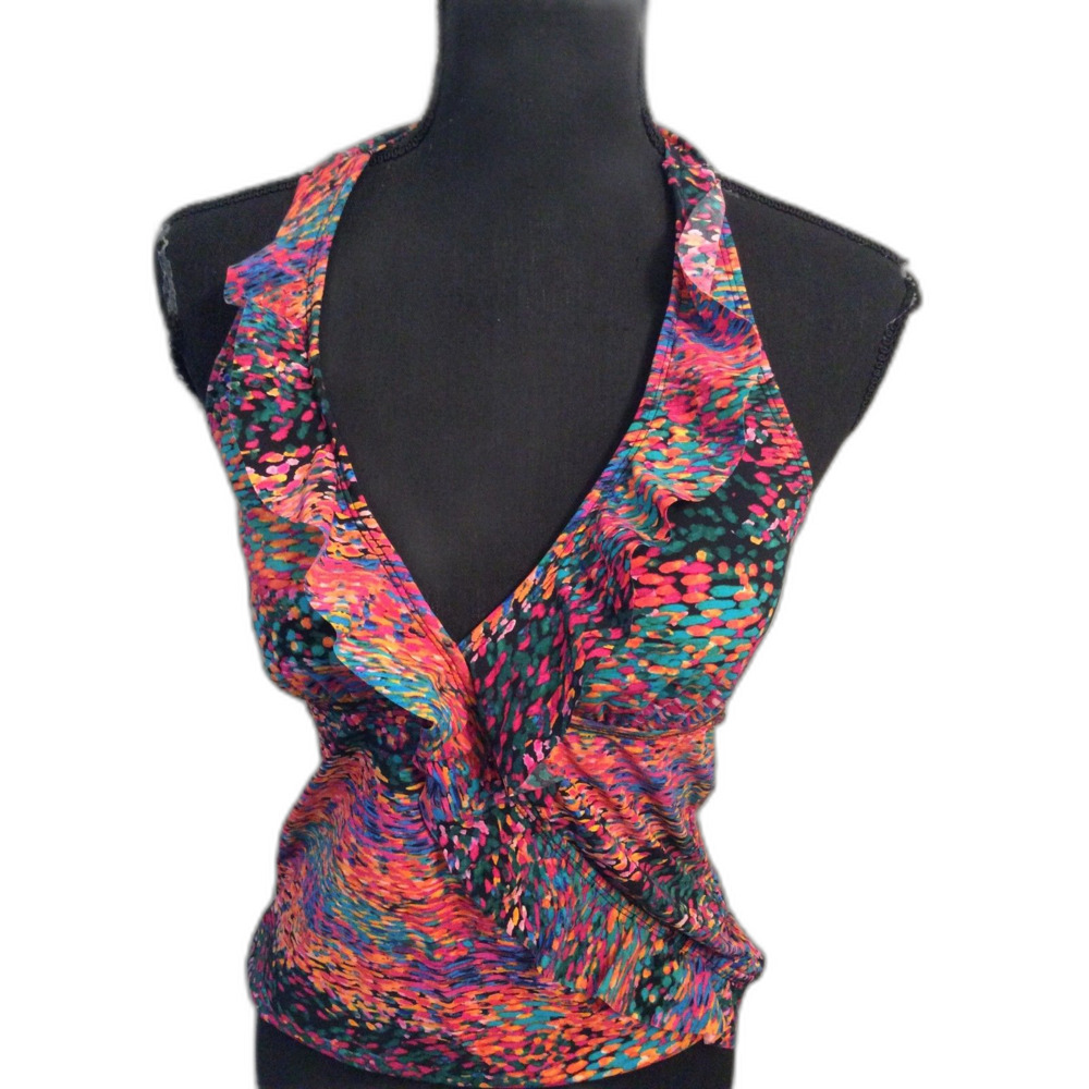 Assets by Spanx Sara Blakely Medium M Halter Tankini Top VNC